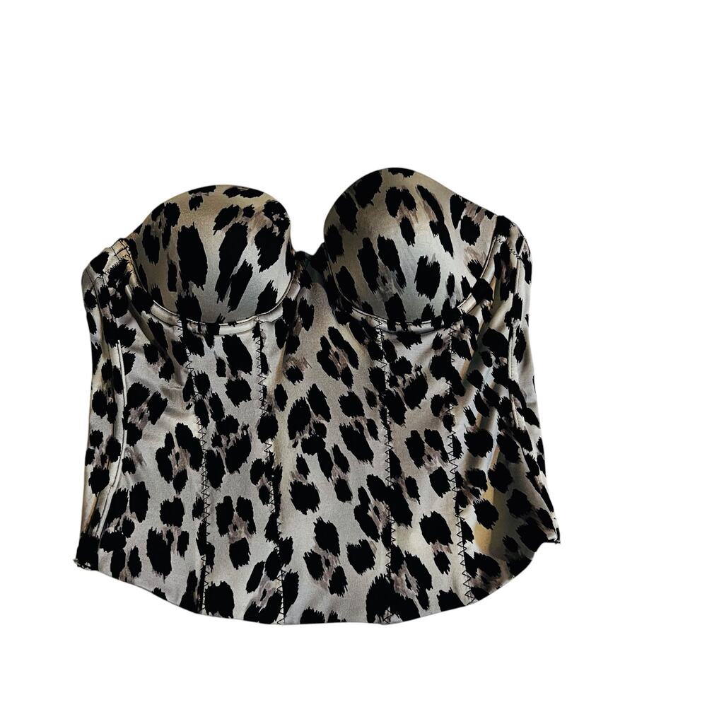 Pink Victoria’s Secret Leopard Print Strapless Bustier Top Size 34B